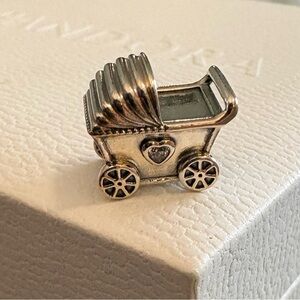 Pandora Silver Baby Carriage Charm with Heart